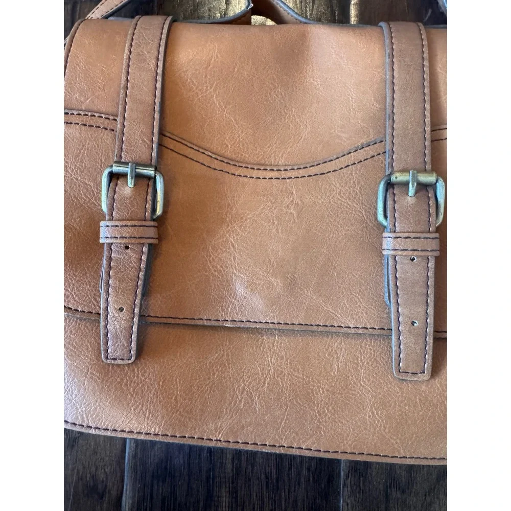 Kelly & Katie Bag Brown Faux Leather Crossbody Messenger Satchel Bag - Picture 2 of 9